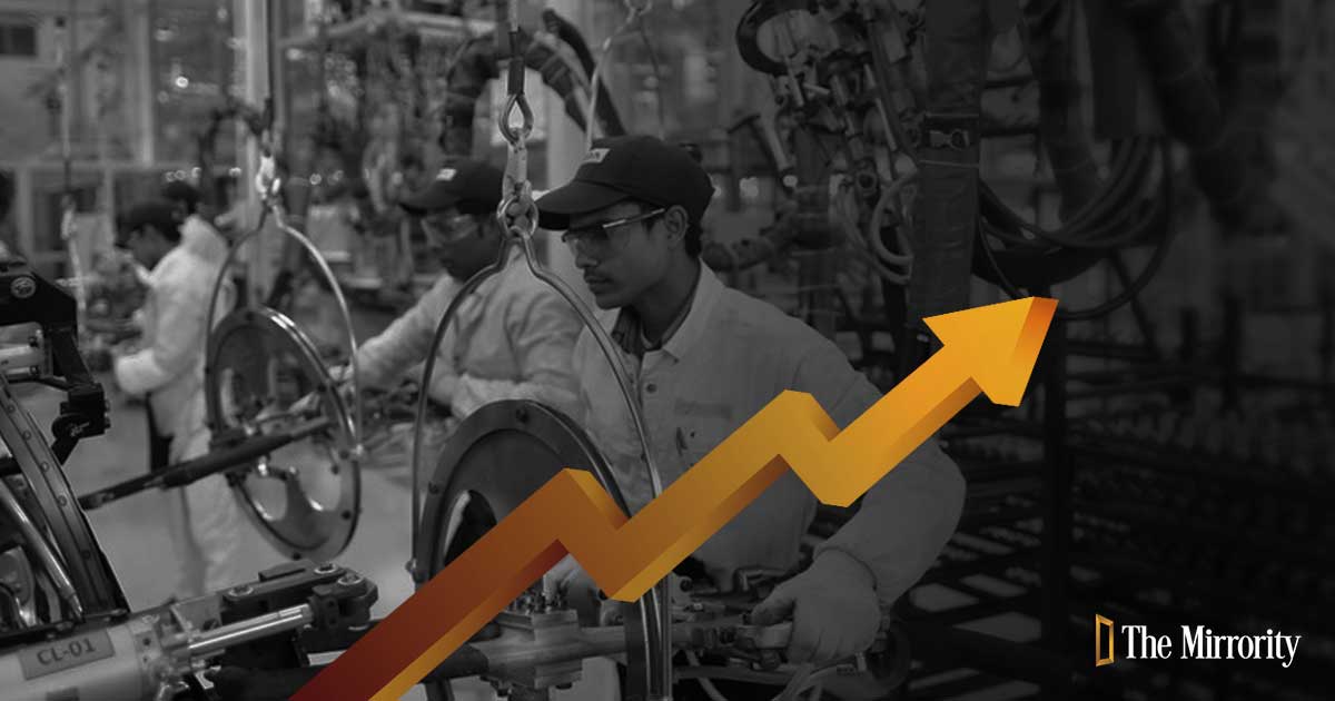 Factory output edged higher to 1.9% in March from 1.5% a month ago