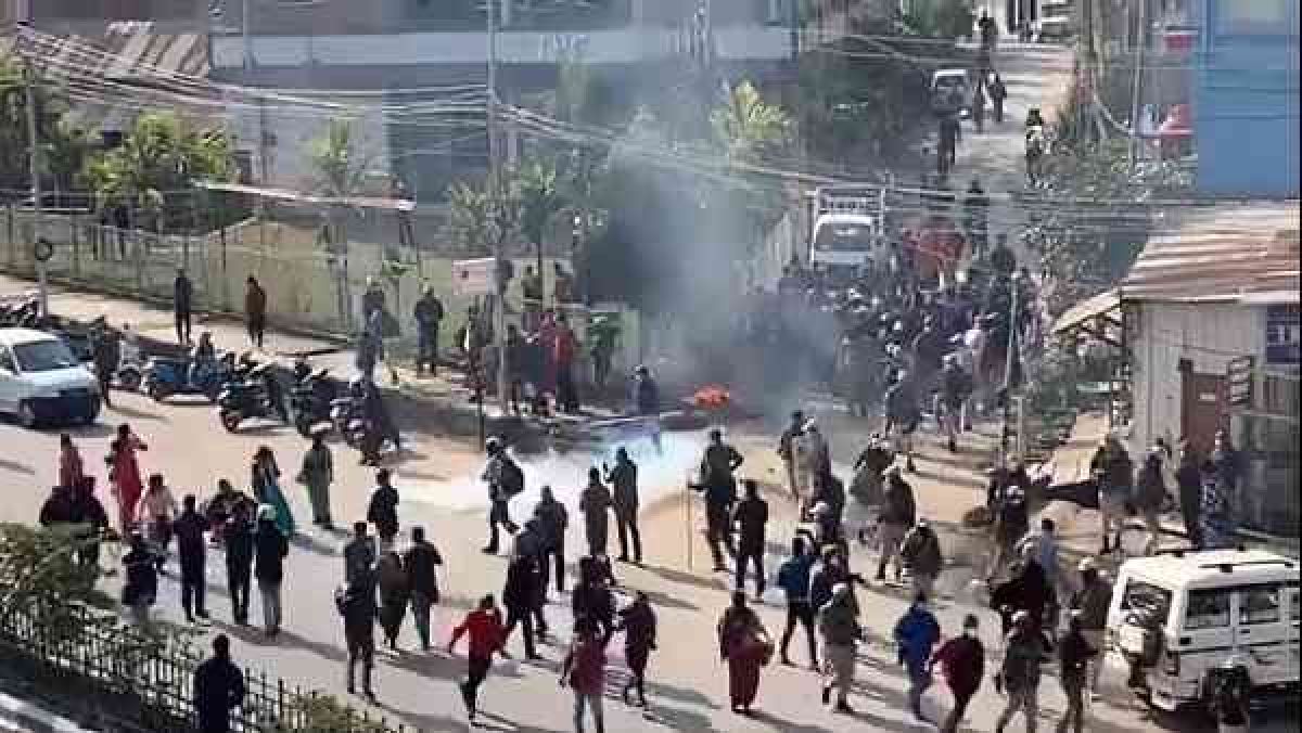 BJP protestors in Manipur in Jan 2022